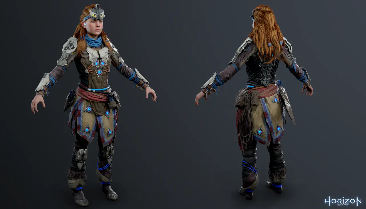 Aloy in the shield weaver outfit