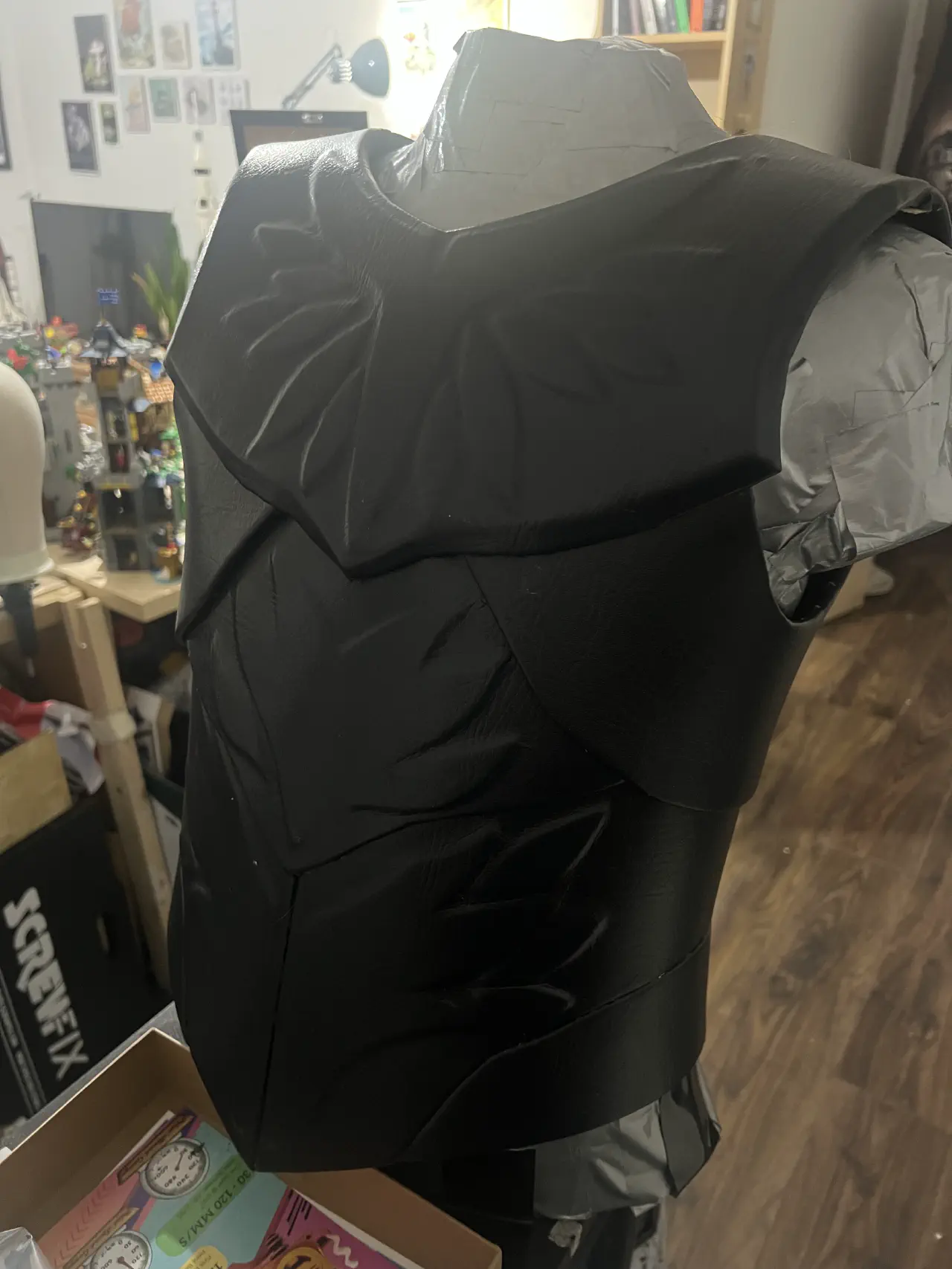 Vax's faux leather breastplate on an upper torso duct tape mannequin